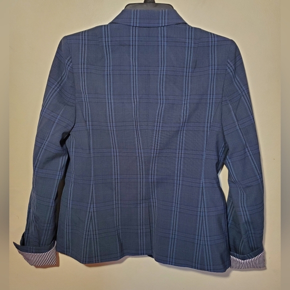 Banana Republic Wool Navey Plaid Blazer Size 6 - Picture 5 of 11